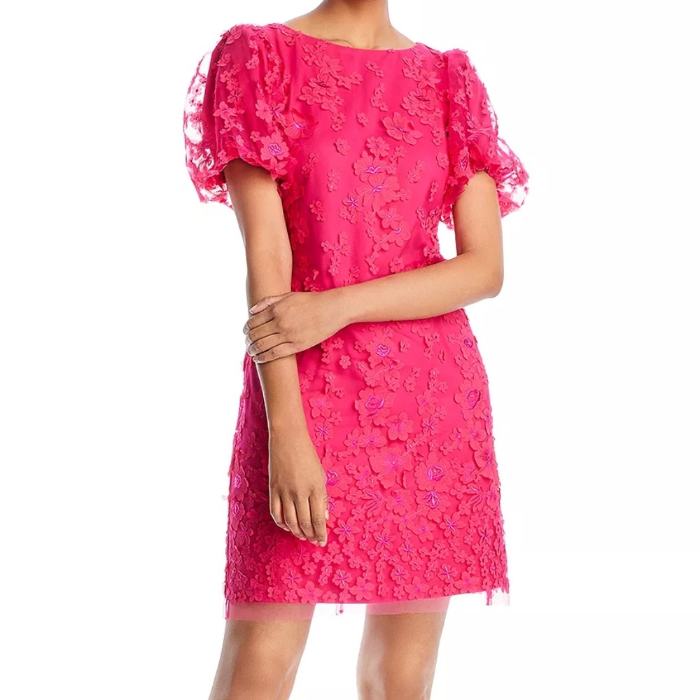 STUNNING PINK DRESS! |  Eliza J 3D Floral Pink Dress